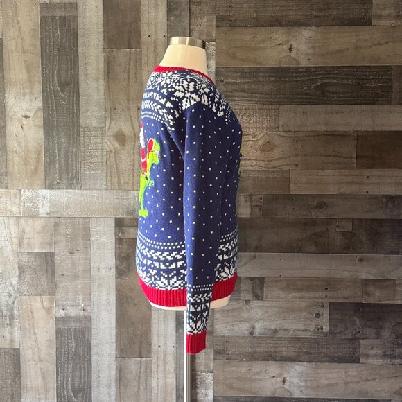 Men's Blizzard Bay ugly Christmas sweater large Santa dinosaur Christmas party - Picture 8 of 10